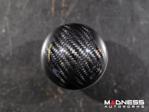 FIAT 500 Gear Shift Knob - Black Italy - Carbon Fiber Top w/ Chrome Ring/ Brushed Satin Base